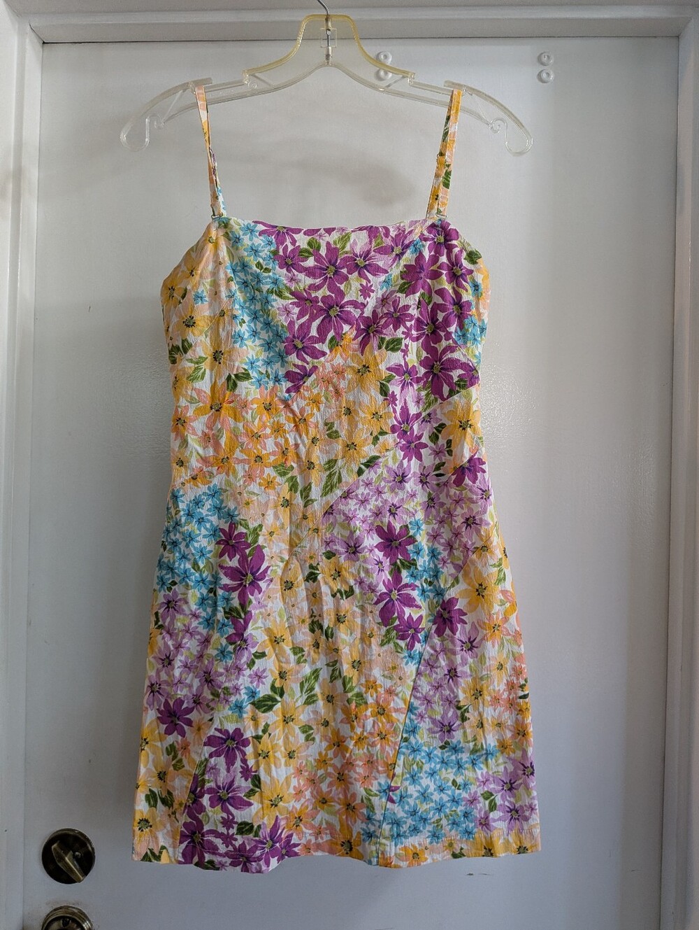 Avec Les Filles Purple & Yellow Floral Sundress Women's Size 8 Mini Dress